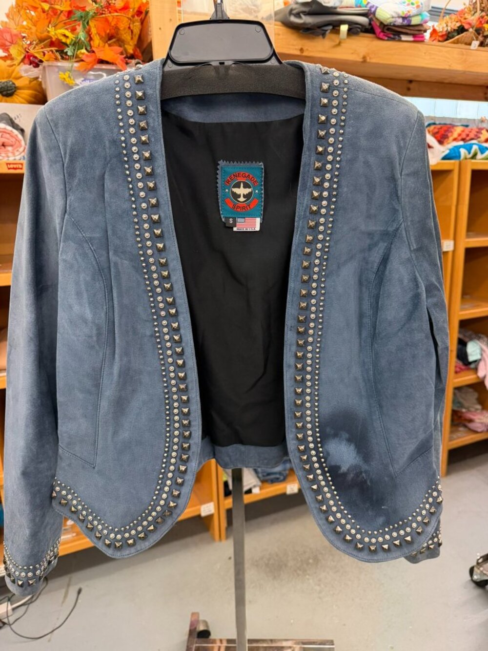 Renegade Spirit vintage denim-blue suede leather jacket